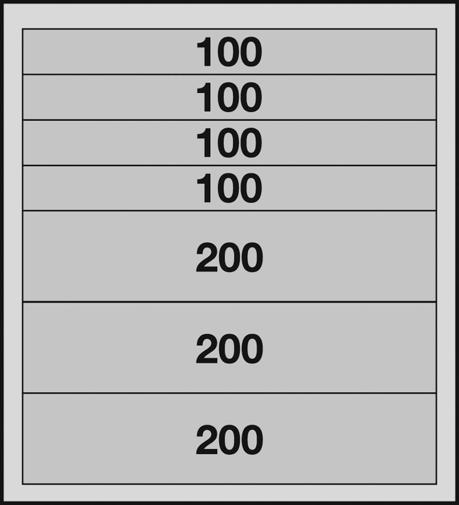 Schubladenblock, 7 Schubladen 4x100 mm, 3x200 mm, BxTxH 1000x500x1100 mm, Korpus/Schubladen RAL 7035 lichtgrau