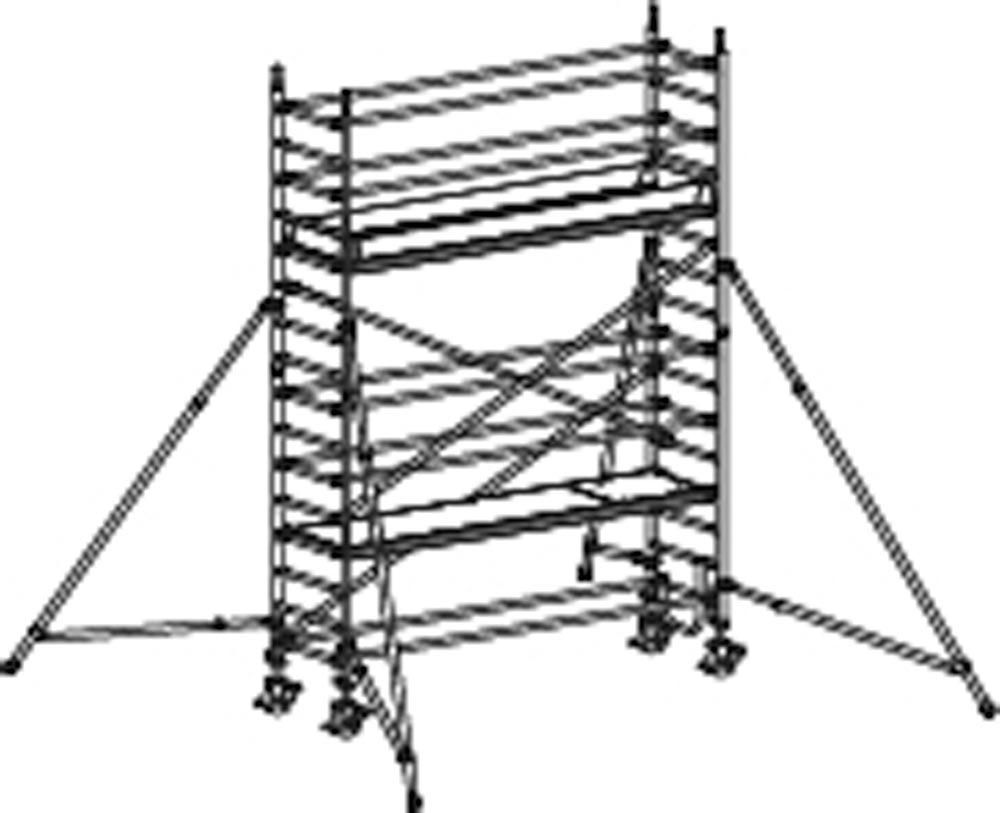 Fahrgerüst, Aluminium, mit Ausleger, Reichhöhe 5,40 m, Standhöhe 3,40 m, Gerüsthöhe 4,64 m, Gewicht 189,2 kg
