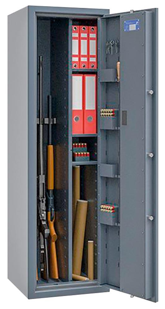 Waffenschrank, Sicherheitsstufe Kl. 1, BxTxH 450x350x1500 mm, 1 Fachboden, 7 Waffenhalter, RAL 7024 graphitgrau