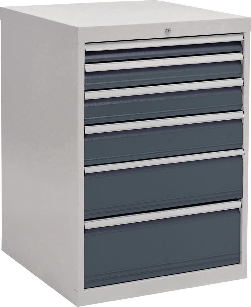 Schubladenschrank H1019xB705xT736mm lichtgrau/anthrazitgrau 6 Schubl. Vollauszug