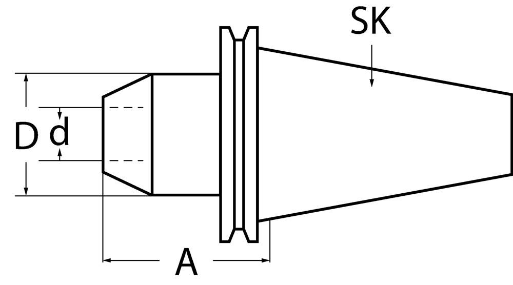 Flächenspannfutter DIN 69871AD Weldon Spann-Ø 32 mm SK40 Auskraglänge 65 mm