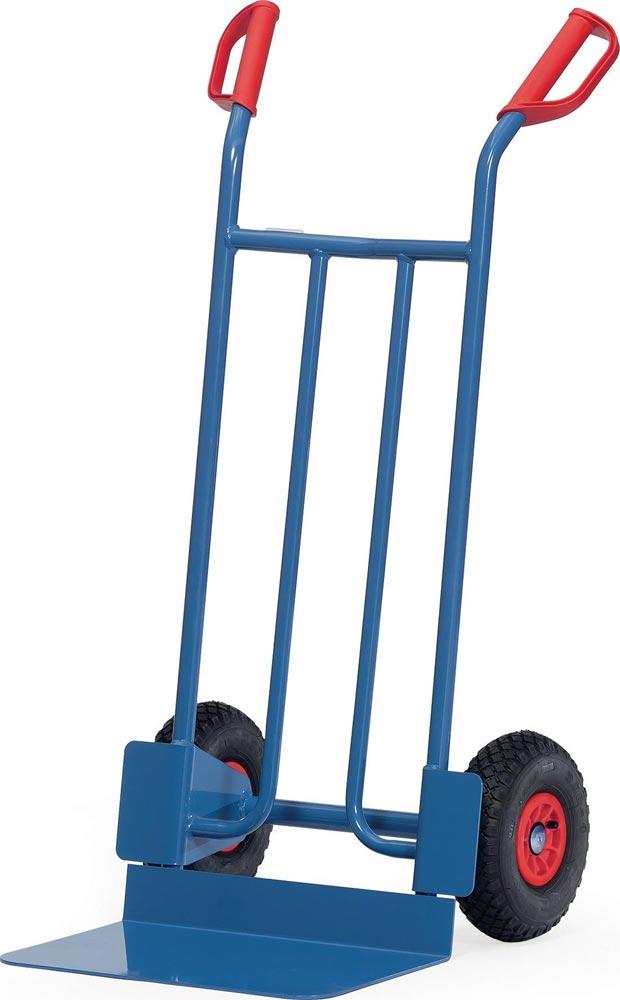 Sackkarre Höhe 1150 mm Schaufel-L300xB480mm Luft-Bereifung Tragfähigkeit 250 kg brillantblau, RAL 5007