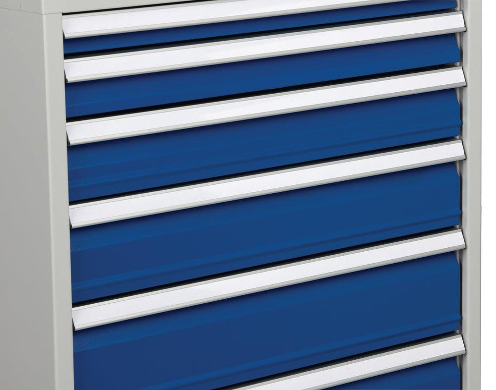 Schubladenschrank H1019xB705xT736mm lichtgrau/signalblau 6 Schubl. Vollauszug