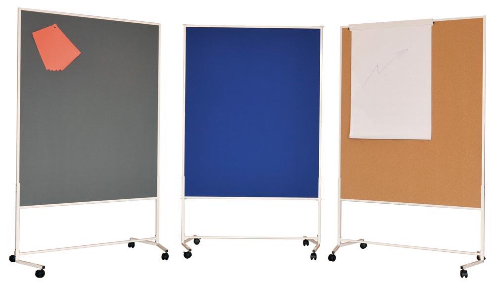 Moderationswand Economy, Stoffbezug grau, Moderationsfläche BxH 1200x1500 mm, Gesamthöhe 1960 mm