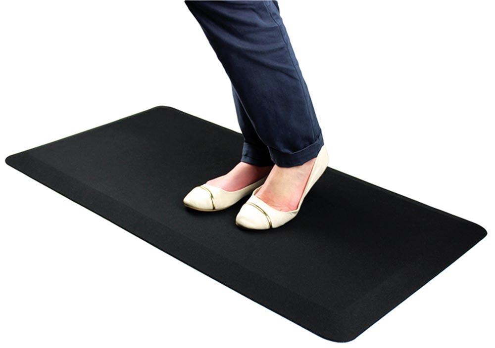 Anti-Ermüdungsmatte für Sitz-/Steharbeitsplätze, LxB 1000x500 mm, PU mit Polyesterüberzug, anti-mikrobiell, schwarz