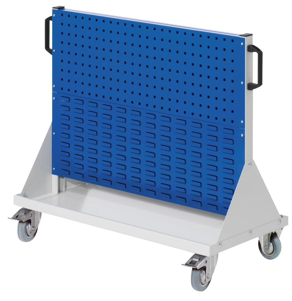 Werkstattwagen 2 Loch-/2 Schlitzplatten, BxTxH 1000x500x890 mm, RAL 5010