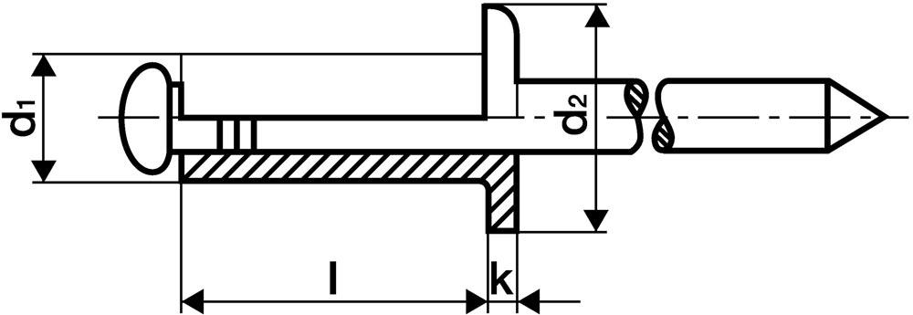 Blindniet Nietschaft d x l 4 x 10 mm Aluminium / Stahl 500 Stück