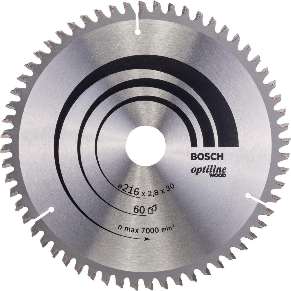 Kreissägeblatt Außen-Ø 216 mm Zähnezahl 60 WZ/N Bohrung 30 mm Schnittbreite 2,8 mm HM