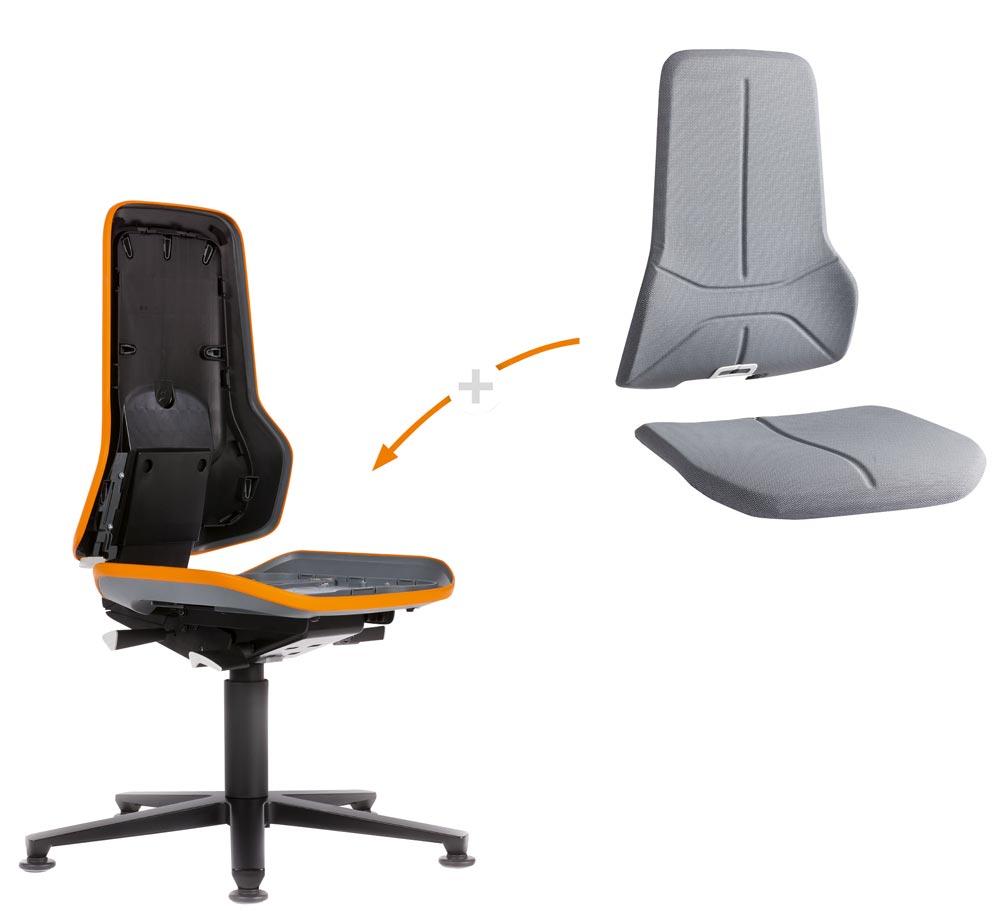 Arbeitsdrehstuhl, Permanentkontakt, mit Gleiter und Aufstieghilfe, Flexband grau, Basisstuhl ohne Polster, Sitz Höhe 590-870 mm, DIN 68877 Arbeitsdrehstuhl, Permanentkontakt, mit Gleiter und Aufstieghilfe, Flexband grau, Basisstuhl ohne Polster, Sitz Höhe 590-870 mm, DIN 68877