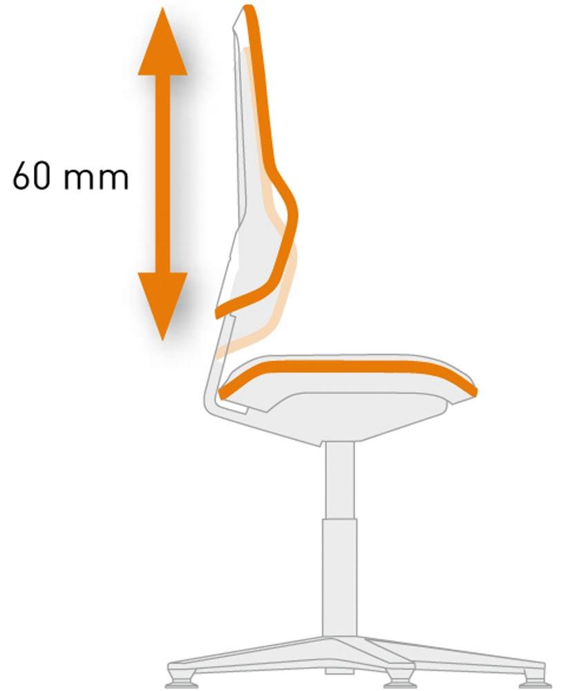 Arbeitsdrehstuhl, Permanentkontakt, mit Rollen, Flexband grau, Basisstuhl ohne Polster, Sitz Höhe 450-620 mm, DIN 68877