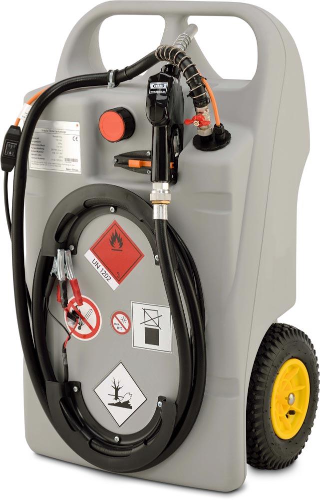 Dieseltrolley, Volumen 100 Liter, mit Elektropumpe und Automatik-Zapfpistole, BxTxH 590x1000x430 mm, Gewicht 20 kg