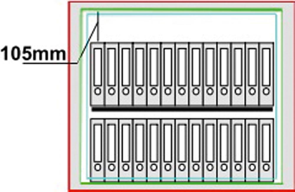 Dokumentenschrank, Sicherheitsstufe Kl. I, S60P, BxTxH 1128x459x901 mm, Volumen 238 l, 1 Boden, Kapazität 26 Ordner, 2-türig, RAL 7035 lichtgrau