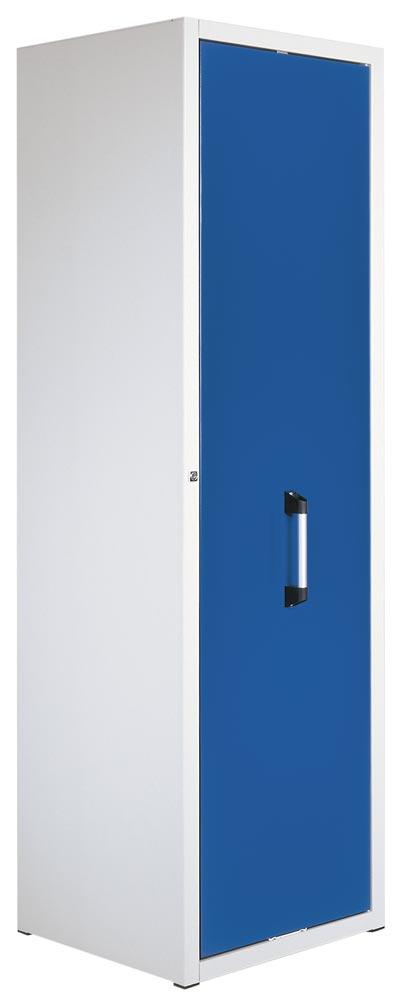 Auszugschrank, 1 Vertikalauszug mit 1 Lochplatte, BxTxH 590x600x2000 mm, RAL 7035/5010
