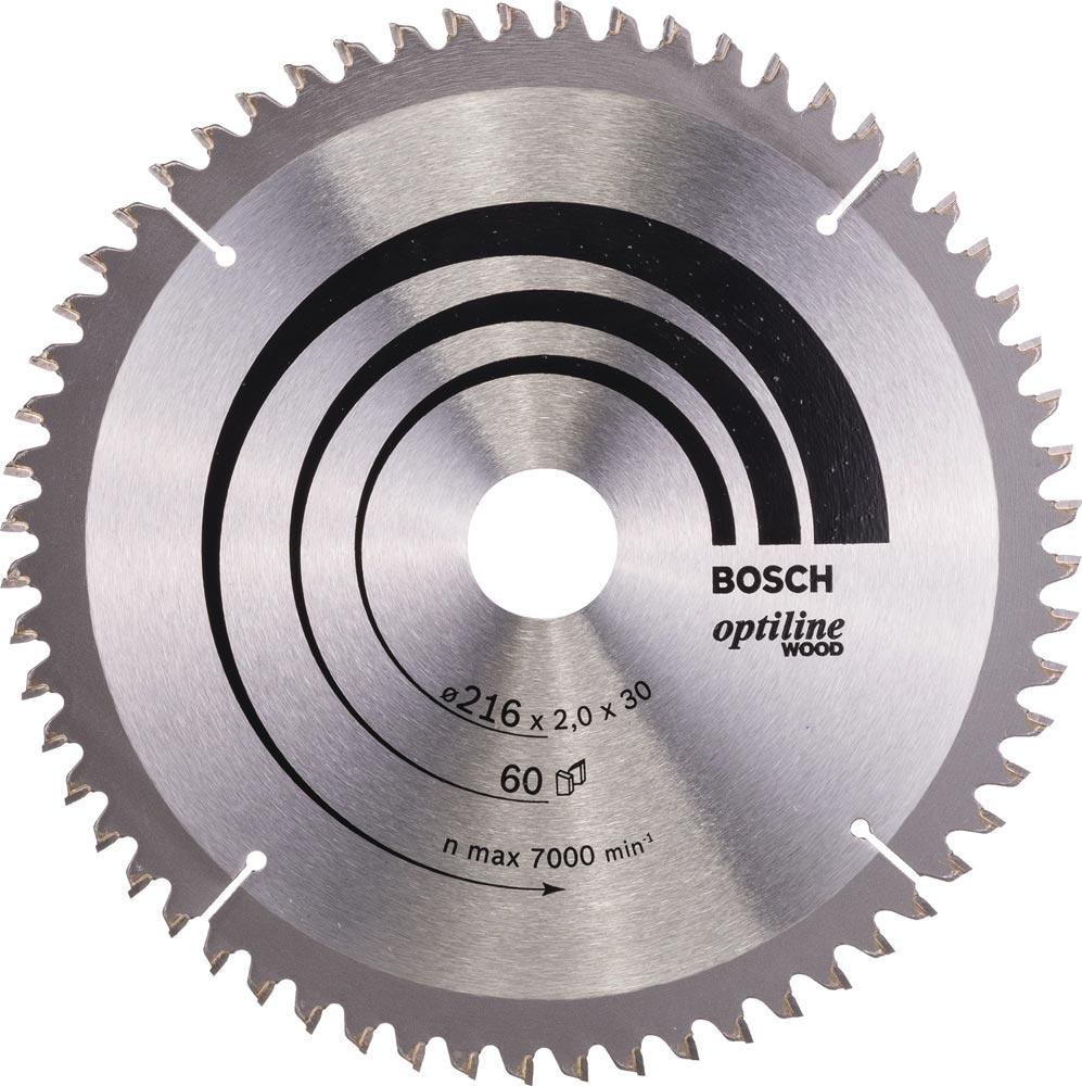 Kreissägeblatt Außen-Ø 216 mm Zähnezahl 60 WZ/N Bohrung 30 mm Schnittbreite 2,0 mm HM