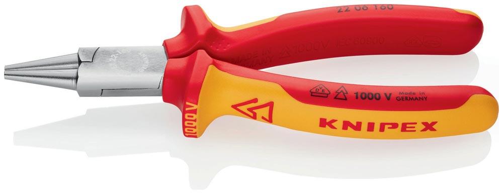 Rundzange Länge 160 mm Zange verchromt VDE Mehrkomponenten-Hüllen
