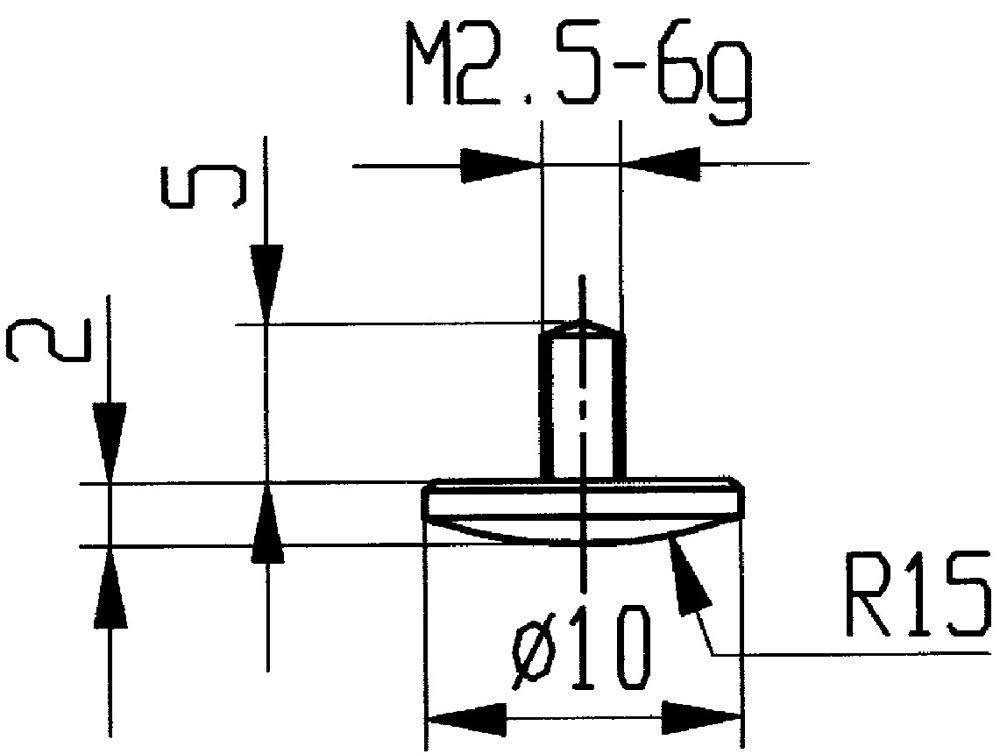 Messeinsatz Ø 10 mm gewölbt Radius 15 M2,5 Stahl passend zu Messuhren