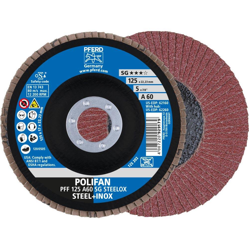 Fächerscheibe POLIFAN A SG STEELOX Ø 125 mm Körnung 60 flach INOX Normalkorund