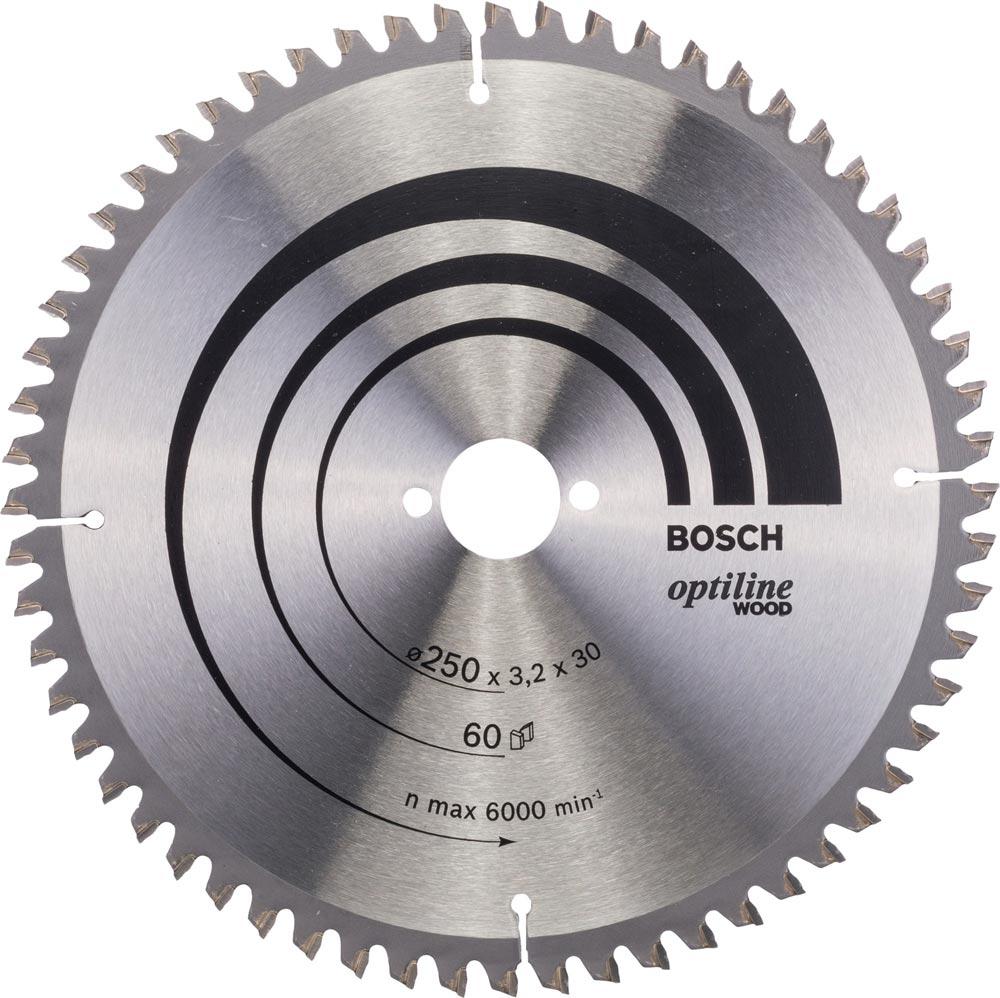 Kreissägeblatt Außen-Ø 250 mm Zähnezahl 60 WZ/N Bohrung 30 mm Schnittbreite 3,2 mm HM