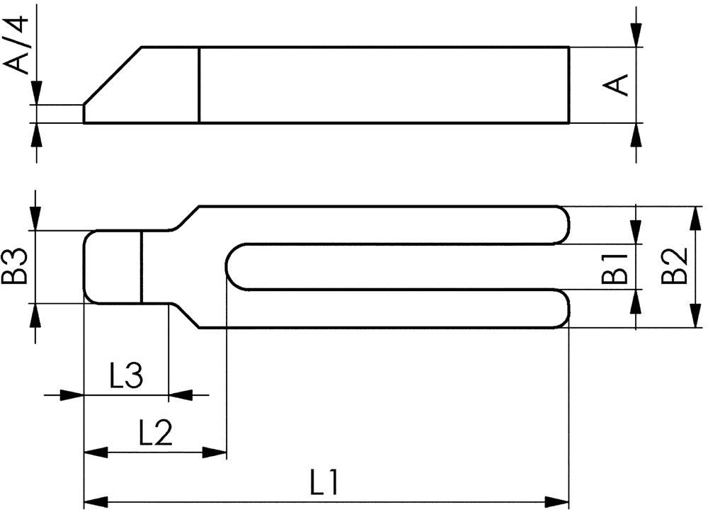 Gabelspanneisen Nr. 6315GN Schlitzbreite 14 mm Länge 160 mm für Spannschraube M12, M14