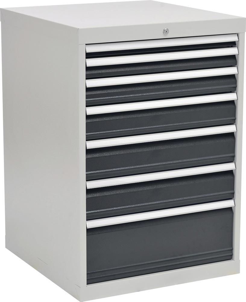 Schubladenschrank H1019xB705xT736mm lichtgrau/anthrazitgrau 7 Schubl. Vollauszug