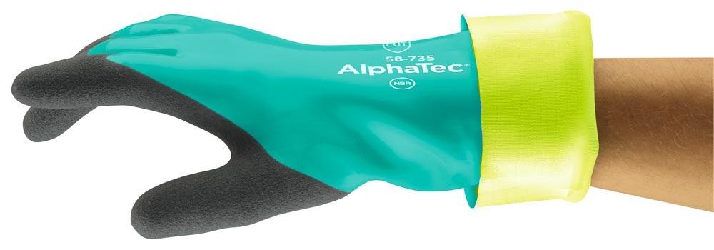 Schutzhandschuhe AlphaTec 58-735, Farbe grün/schwarz, Gr. 9