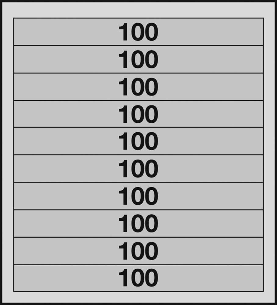 Schubladenblock, 10 Schubladen 10x100 mm, BxTxH 1000x500x1100 mm, Korpus/Schubladen RAL 7035 lichtgrau