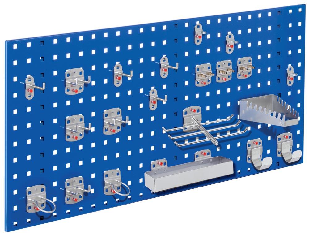 Einsteigerset, bestehend aus 1 Lochplatte 1000x450 mm und 21-teiligem Werkzeughaltersortiment, RAL 5010