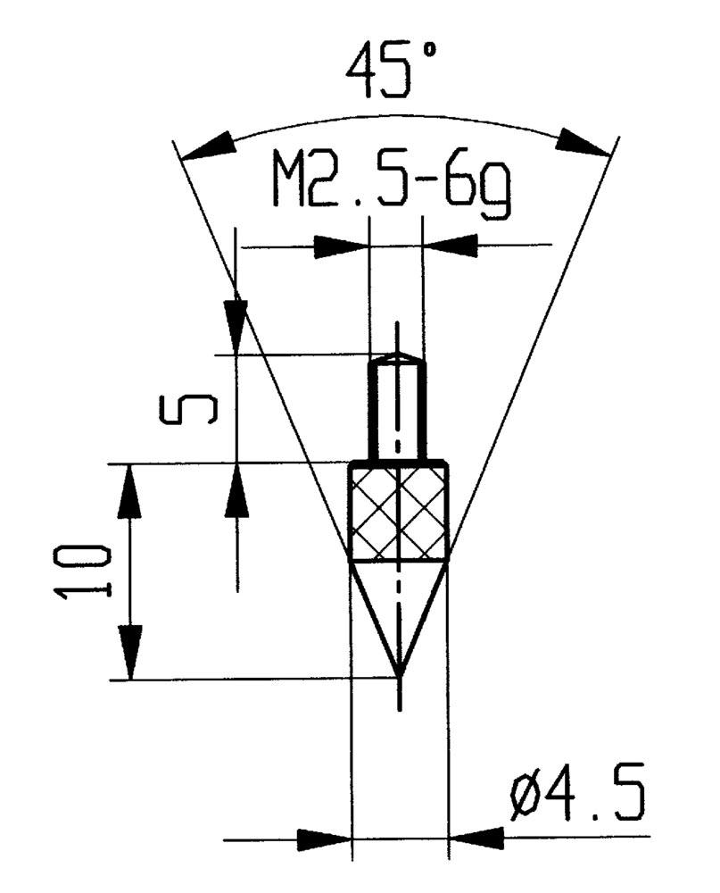 Messeinsatz 45 Kegel M2,5 Stahl passend zu Messuhren