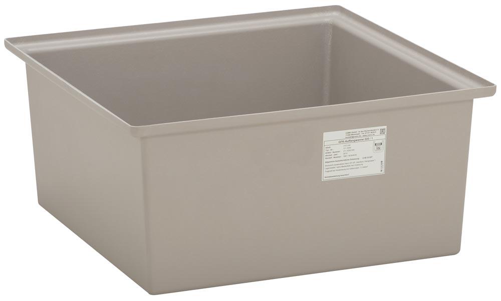 Auffangwanne aus GFK, ohne Gitterrost, Auffangvolumen 210 l, BxTxH 850x850x390 mm