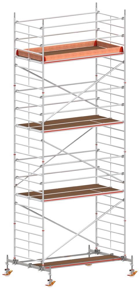 Fahrgerüst, Aluminium, mit Fahrtraverse, Arbeitsfläche 1,30x2,95 m, Standhöhe 4,60 m, Gerüsthöhe 5,82 m, Gewicht 311,6 kg