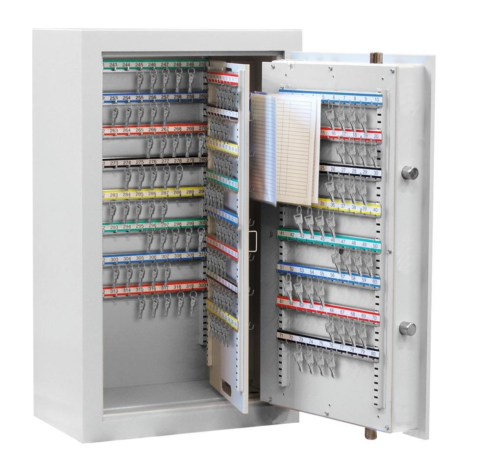 Schlüsseltresor, Sicherheitsstufe A + S1, 390 Haken, 1-türig, BxTxH 600x200x1300 mm, RAL 7035 lichtgrau
