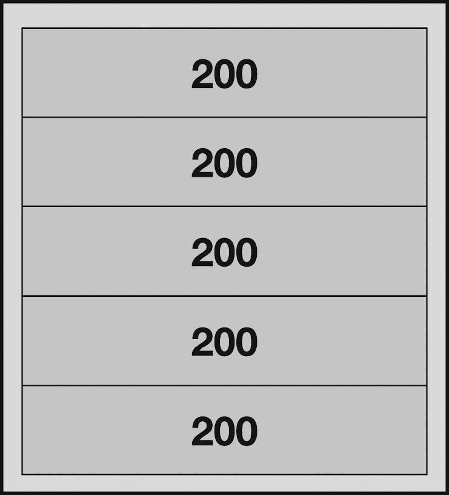 Schubladenblock, 5 Schubladen 5x200 mm, BxTxH 1000x500x1100 mm, Korpus/Schubladen RAL 7035 lichtgrau