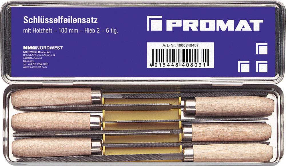 Schlüsselfeilensatz DIN 7283 A-F Länge 100 mm Hieb 2