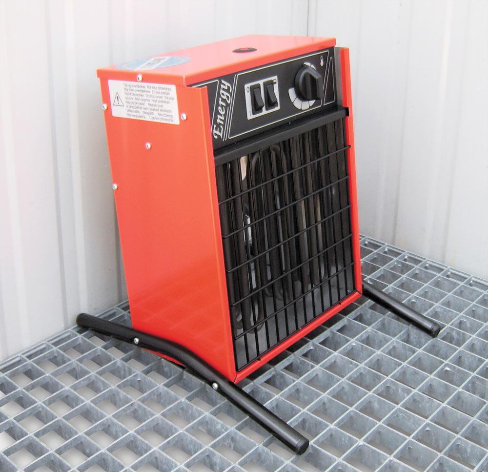 Umweltcontainer, verz., vormont., isol., Vol. 1000 l, für wassergefährdende Flüssigkeiten, BxTxH 3075x2075x2385 mm, Umluftheizung