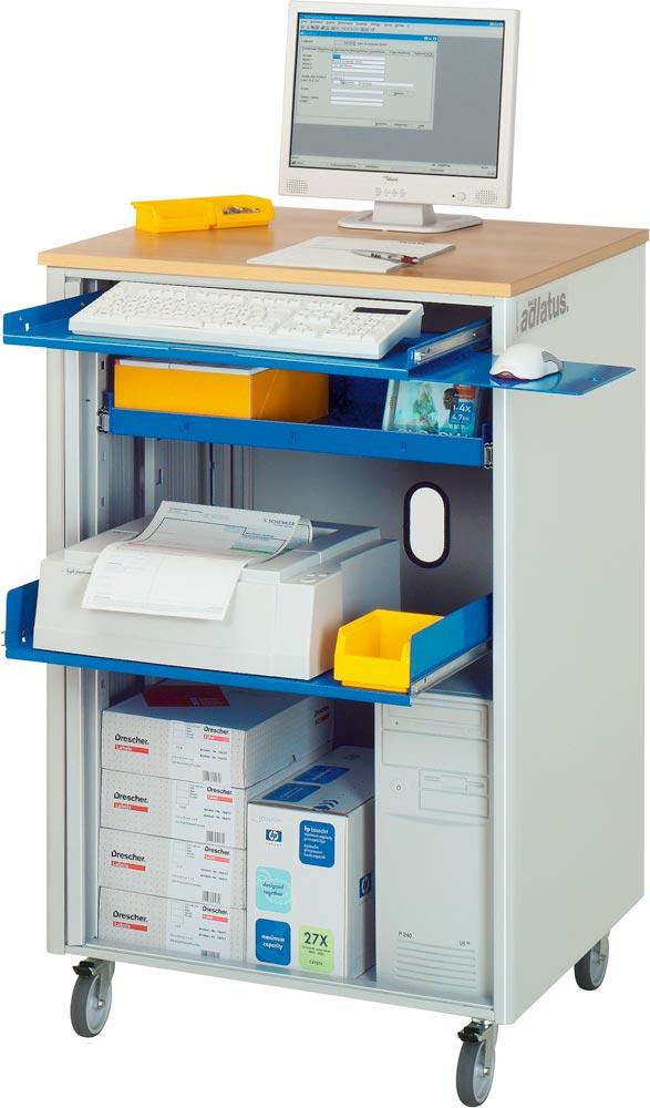EDV-Schrank ohne Monitorgehäuse, fahrbar BxTxH 720x660x1100 mm, RAL 7035/5010