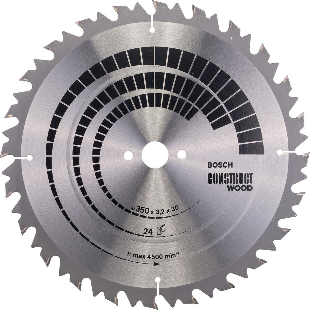 Kreissägeblatt Außen-Ø 350 mm Zähnezahl 24 WZ Bohrung 30 mm Schnittbreite 3,2 mm Hartmetall