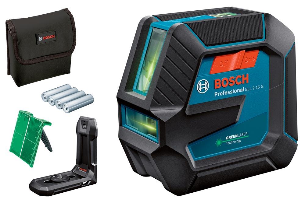 BOSCH Linienlaser GLL 2-15 Prof. inkl. Stativ, Zieltafel, Batterien in Tasche