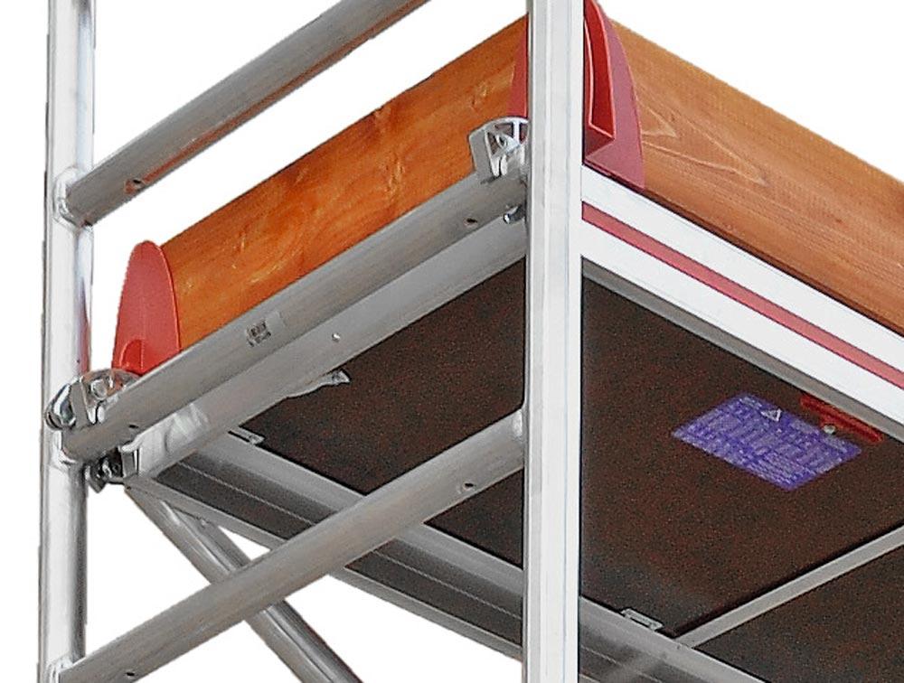 Fahrgerüst, Aluminium, mit Fahrtraverse, Arbeitsfläche 1,30x2,95 m, Standhöhe 9,60 m, Gerüsthöhe 10,82 m, Gewicht 560,2 kg