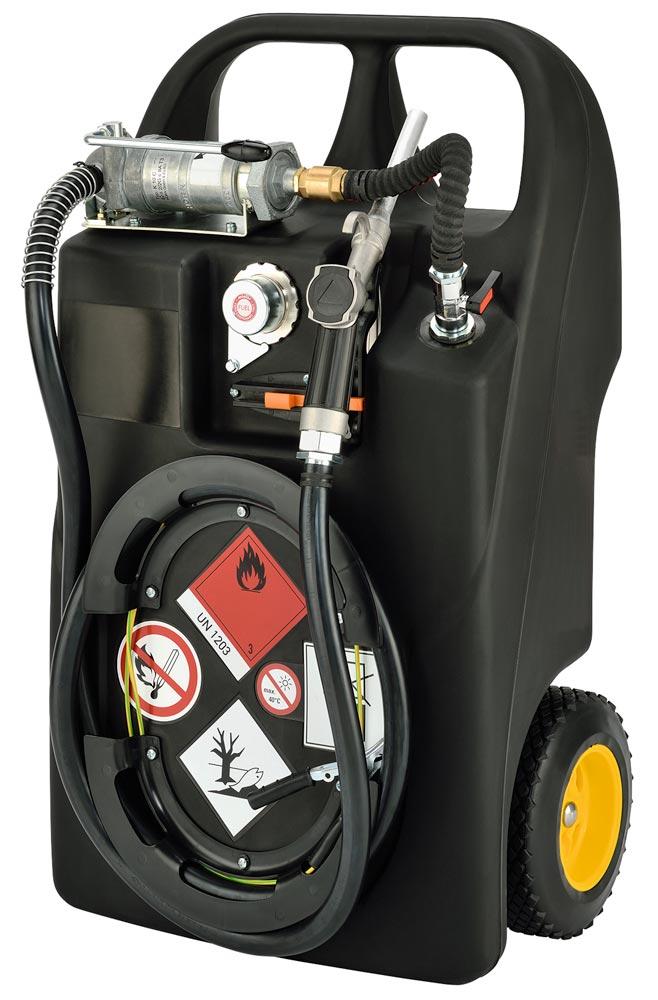 Kraftstofftrolley für Benzin, Volumen 60 Liter, ExO, mit Handpumpe und Zapfventil, BxTxH 530x900x380 mm, Gewicht 18 kg