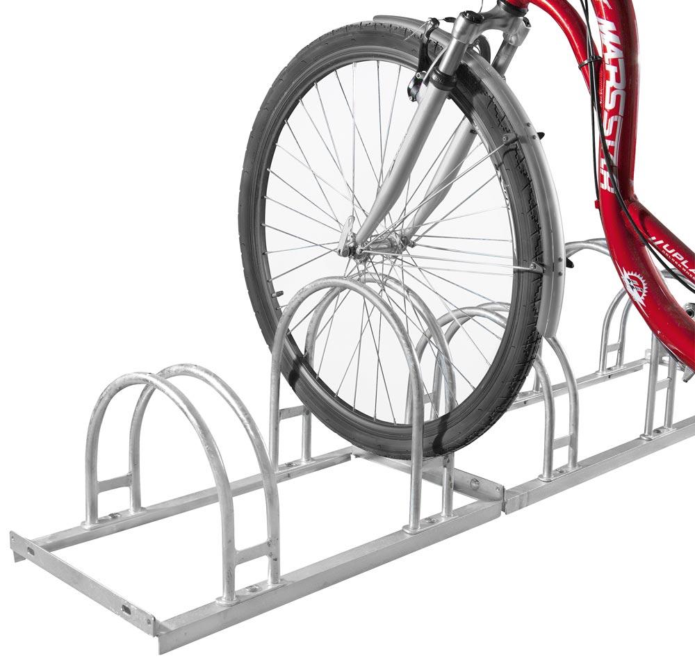 Bogenparker, Stahl verzinkt, ein- und zweiseitige Radeinstellung, Radabstand 350 mm, Hoch-/Tiefstellung, 4er Stand, Länge 1400 mm