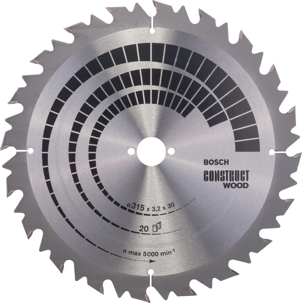 Kreissägeblatt Außen-Ø 315 mm Zähnezahl 20 WZ Bohrung 30 mm Schnittbreite 3,2 mm Hartmetall