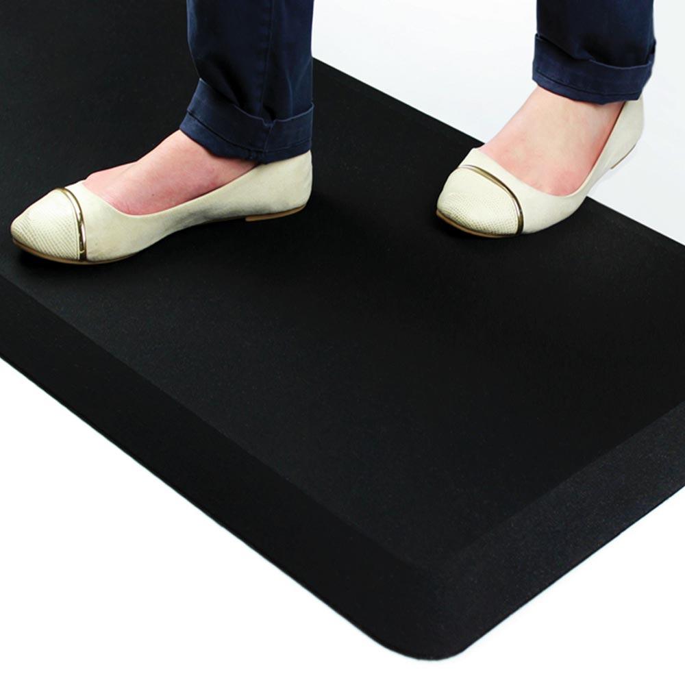 Anti-Ermüdungsmatte für Sitz-/Steharbeitsplätze, LxB 1000x500 mm, PU mit Polyesterüberzug, anti-mikrobiell, schwarz