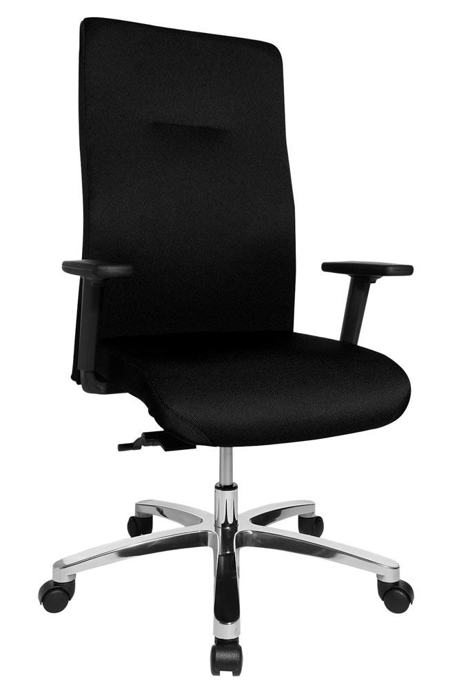 Bürodrehstuhl XL, Sitz-BxTxH 540x460x440-520 mm, Lehnenh. 700 mm, Traglast 150 kg, Punktsynchr.m., Schiebesitz, inkl. Armlehnen, schwarz