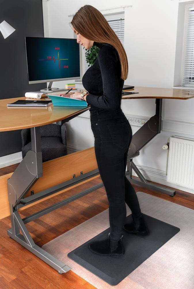 Anti-Ermüdungsmatte für Sitz-/Steharbeitsplätze, LxB 1000x500 mm, PU mit Polyesterüberzug, anti-mikrobiell, schwarz