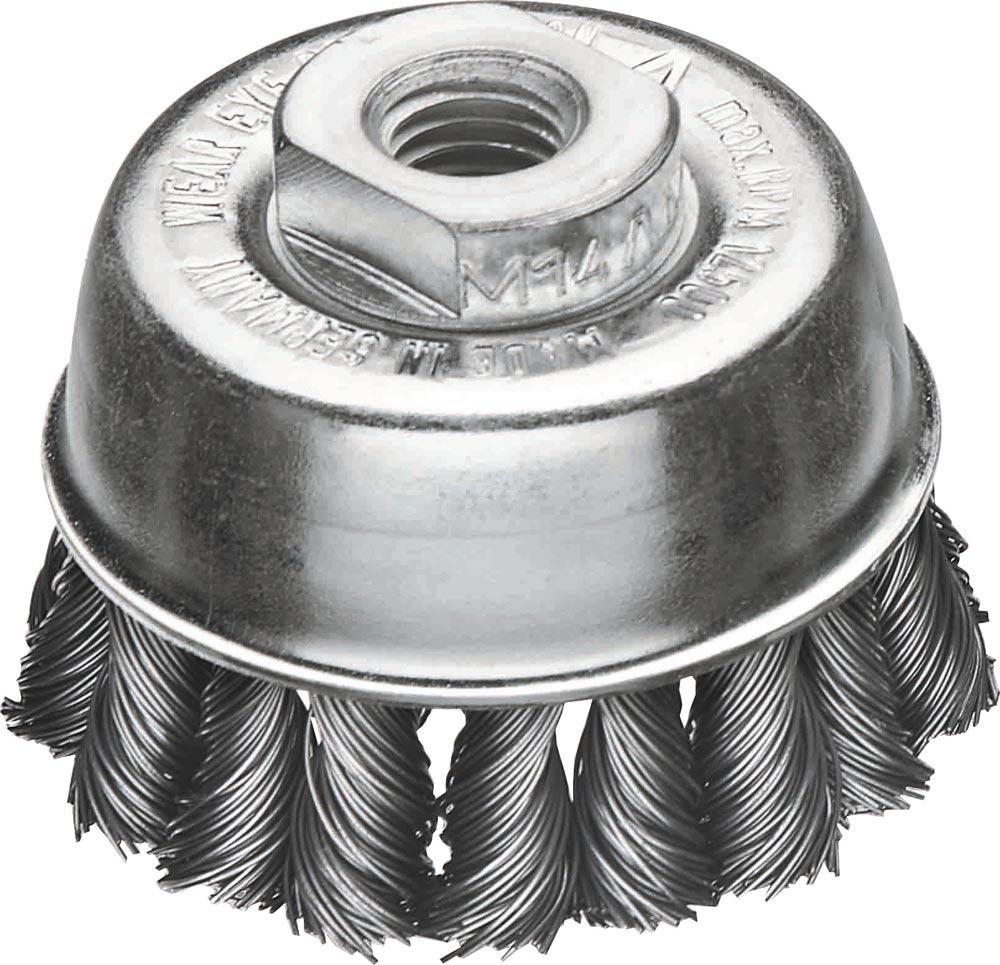 Topfbürste Ø 65 mm M14 Drahtstärke 0,5 mm Stahl glatt 12500 min-