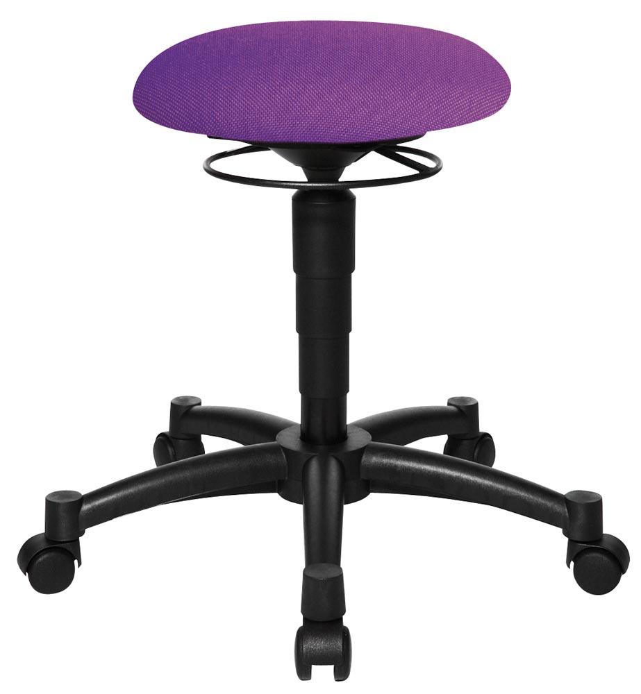 Bürohocker mit beweglicher Sitzfläche, Sitz-Durchm.xH 360x420-550 mm, Sitz lila, mit Rollen