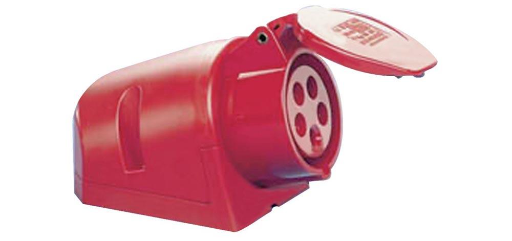 CEE-Wanddose 16 A 400 V Steckerstellung 6 h mit Klappdeckel IP44