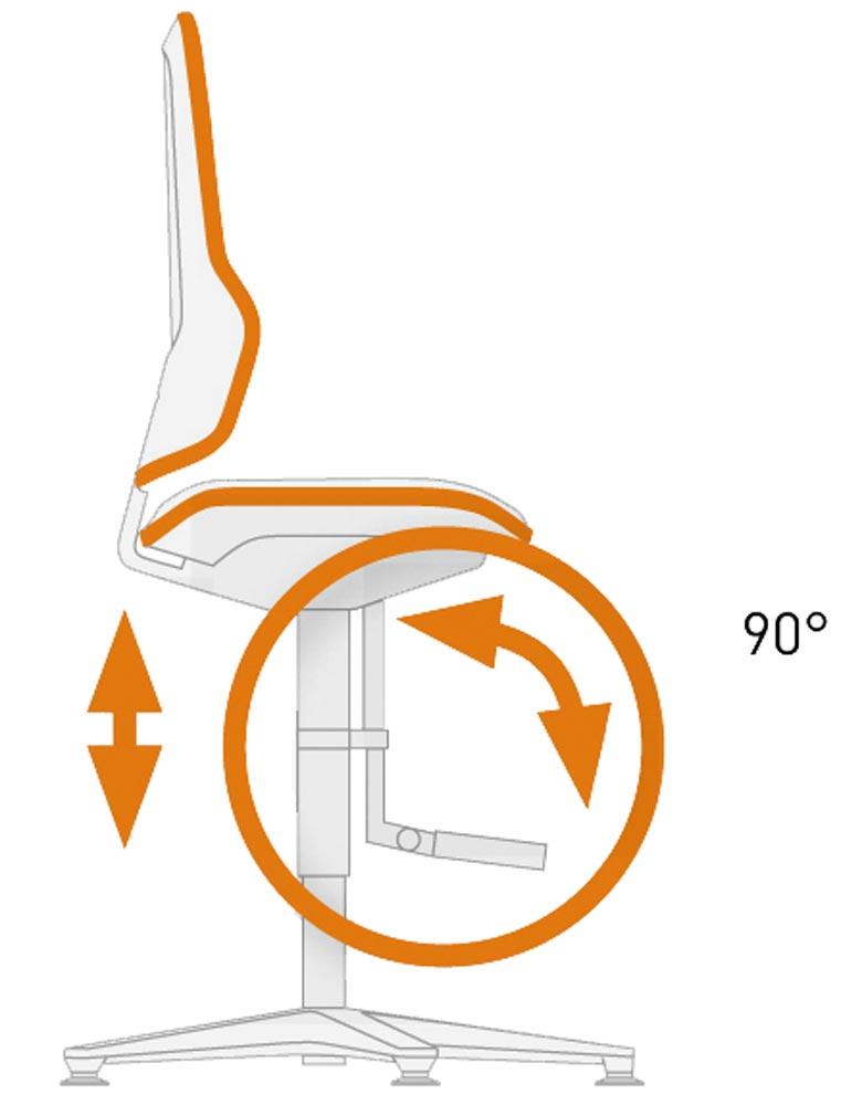 Arbeitsdrehstuhl, Permanentkontakt, mit Gleiter und Aufstieghilfe, Flexband grau, Basisstuhl ohne Polster, Sitz Höhe 590-870 mm, DIN 68877 Arbeitsdrehstuhl, Permanentkontakt, mit Gleiter und Aufstieghilfe, Flexband grau, Basisstuhl ohne Polster, Sitz Höhe 590-870 mm, DIN 68877