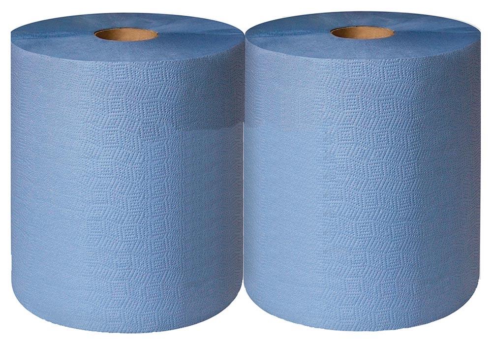 Putztuchrolle, 2-lagig, blau, Tuchgröße 350x360 mm, VE 2 Rollen x 500 Abrisse