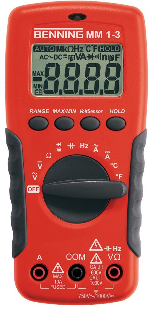 Multimeter MM 1-3 0,1 mV-750 V AC, 0,1 mV-1000 V DC RMS